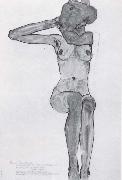 Egon Schiele Seated female nude with her right arm bent at the elbow oil on canvas